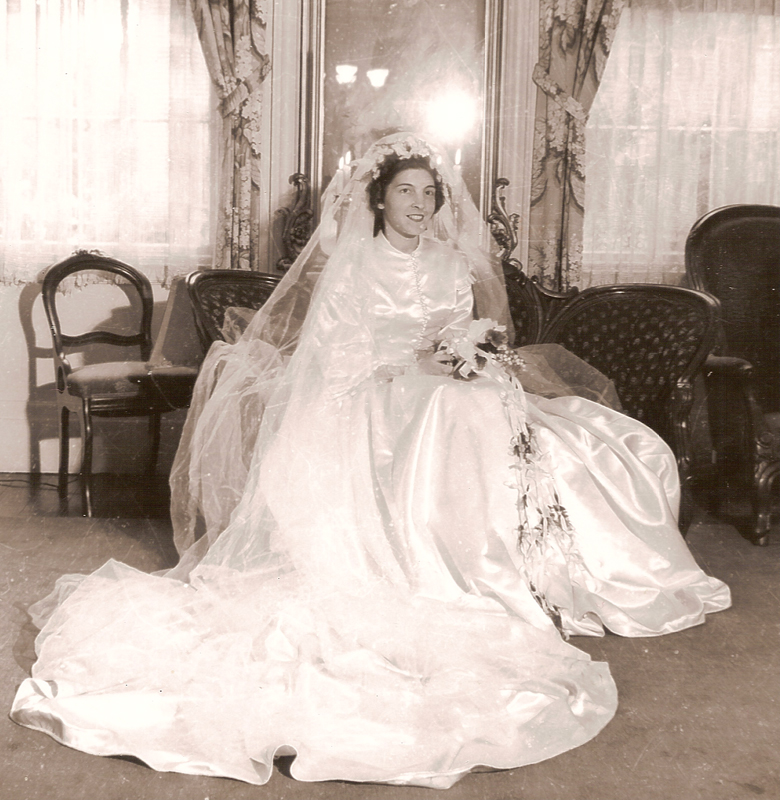 Marcelle ( Audette) Chartier seated in her wedding dress